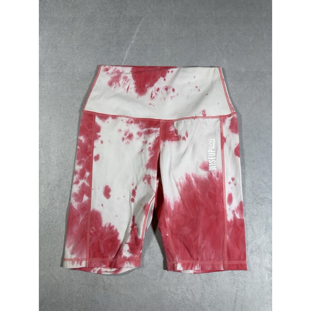 WISEUP Women’s Pink and White tie-dye biker shorts | Size Medium | Athletic